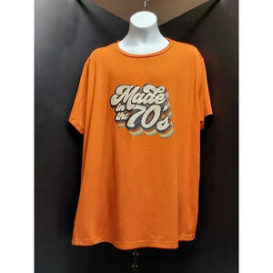 LADIES 1X Blouse Tshirt style "Made in the 70's" Halloween Orange Fall  Hippy